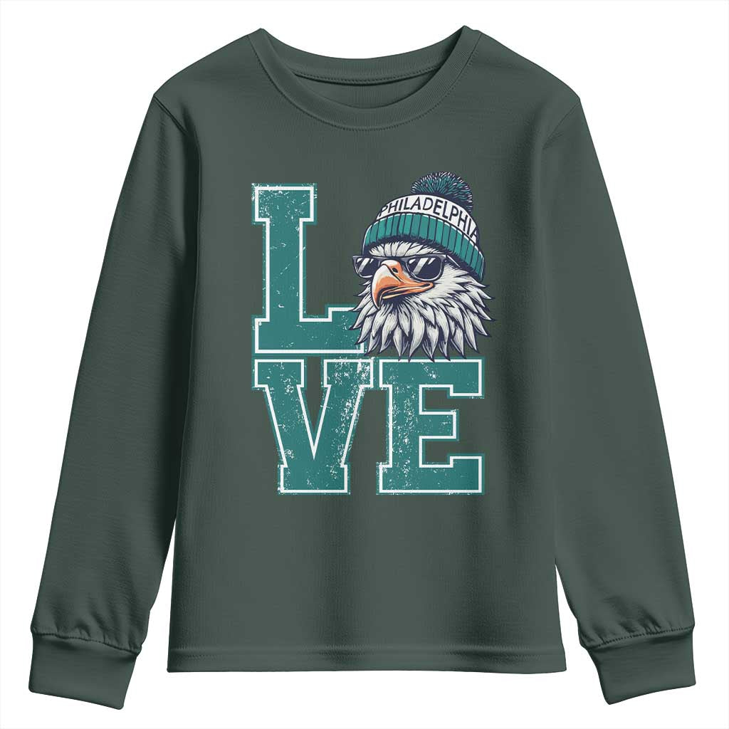 Eagles Inspirational Youth Sweatshirt LOVE Cool Eagle Lover Vintage TS02 Dark Forest Green Print Your Wear