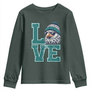 Eagles Inspirational Youth Sweatshirt LOVE Cool Eagle Lover Vintage TS02 Dark Forest Green Print Your Wear