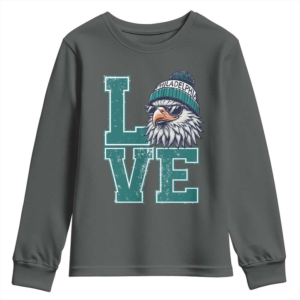 Eagles Inspirational Youth Sweatshirt LOVE Cool Eagle Lover Vintage TS02 Dark Heather Print Your Wear