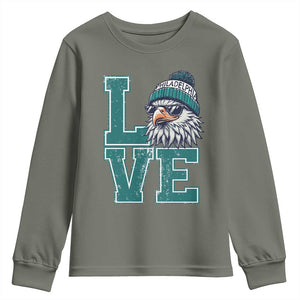 Eagles Inspirational Youth Sweatshirt LOVE Cool Eagle Lover Vintage TS02 Military Green Print Your Wear