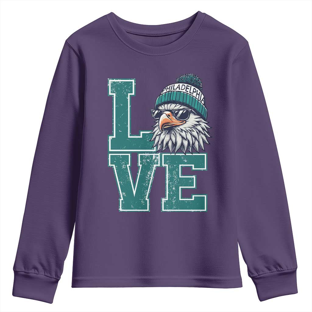 Eagles Inspirational Youth Sweatshirt LOVE Cool Eagle Lover Vintage TS02 Purple Print Your Wear