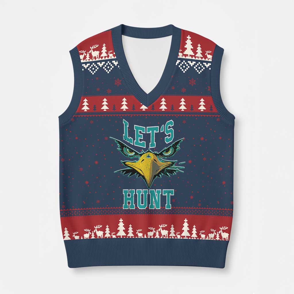Eagles Inspirational V-Neck Knit Sweater Vest Green Birds Let's Hunt TS02 Navy Red Print Your Wear