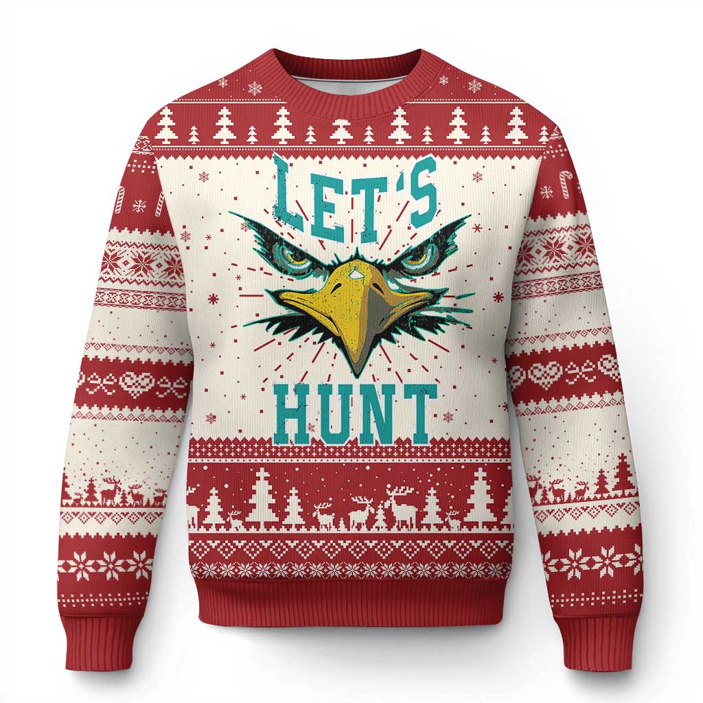 Eagles Inspirational Knit Sweatshirt Green Birds Let's Hunt TS02 Red Print Your Wear