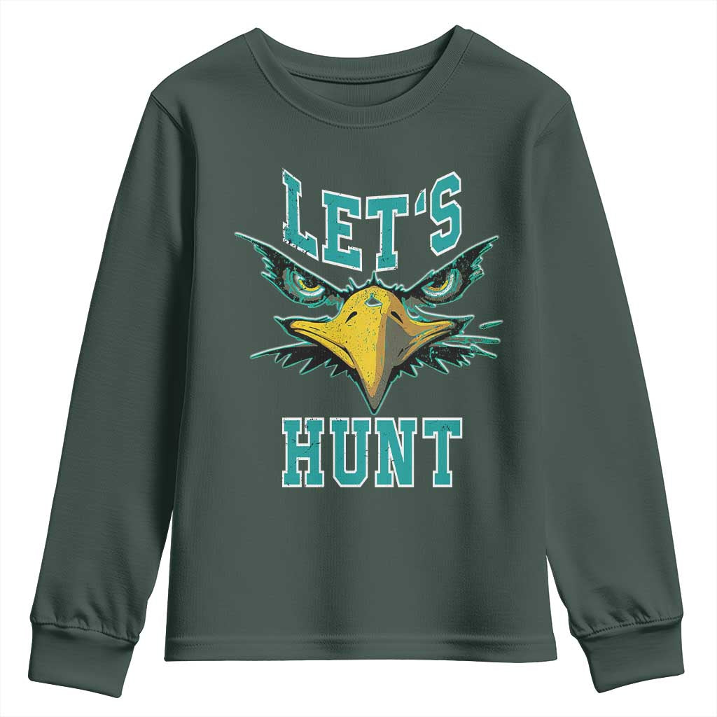 Eagles Inspirational Youth Sweatshirt Green Birds Let's Hunt TS02 Dark Forest Green Print Your Wear