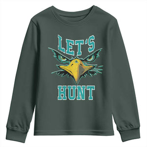 Eagles Inspirational Youth Sweatshirt Green Birds Let's Hunt TS02 Dark Forest Green Print Your Wear