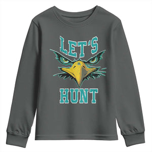 Eagles Inspirational Youth Sweatshirt Green Birds Let's Hunt TS02 Dark Heather Print Your Wear