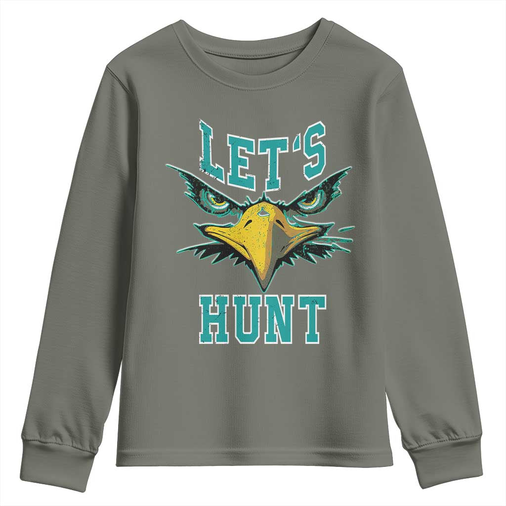 Eagles Inspirational Youth Sweatshirt Green Birds Let's Hunt TS02 Military Green Print Your Wear