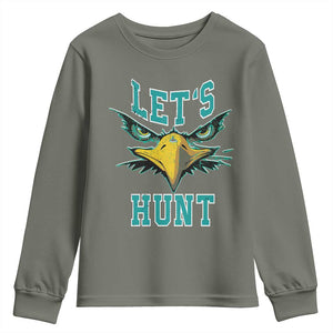 Eagles Inspirational Youth Sweatshirt Green Birds Let's Hunt TS02 Military Green Print Your Wear