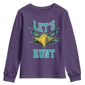Eagles Inspirational Youth Sweatshirt Green Birds Let's Hunt TS02 Purple Print Your Wear