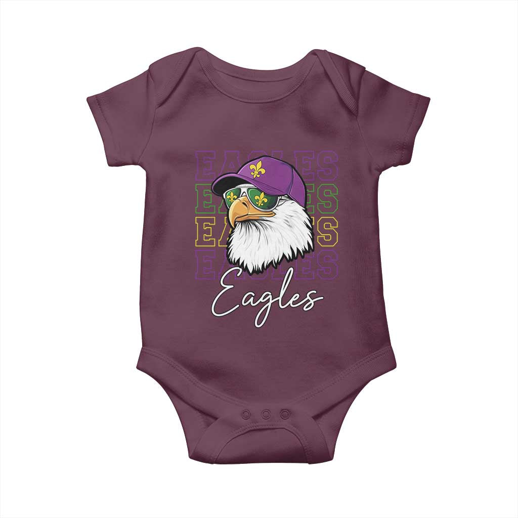 Mardi Gras Eagles Baby Onesie 2025 Champs NOLA Louisiana TS02 Maroon Print Your Wear