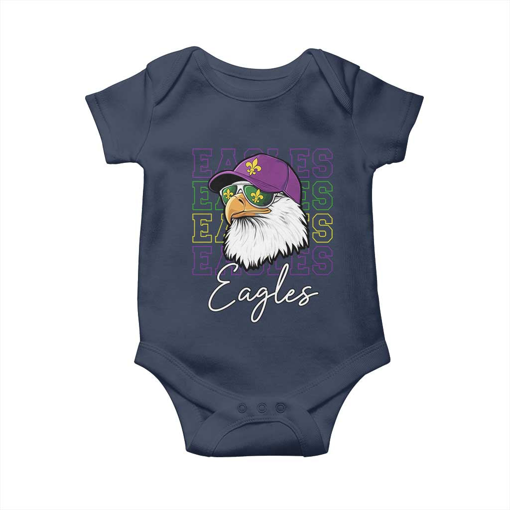 Mardi Gras Eagles Baby Onesie 2025 Champs NOLA Louisiana TS02 Navy Print Your Wear