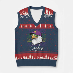 Mardi Gras Eagles V-Neck Knit Sweater Vest 2025 Champs NOLA Louisiana TS02 Navy Red Print Your Wear