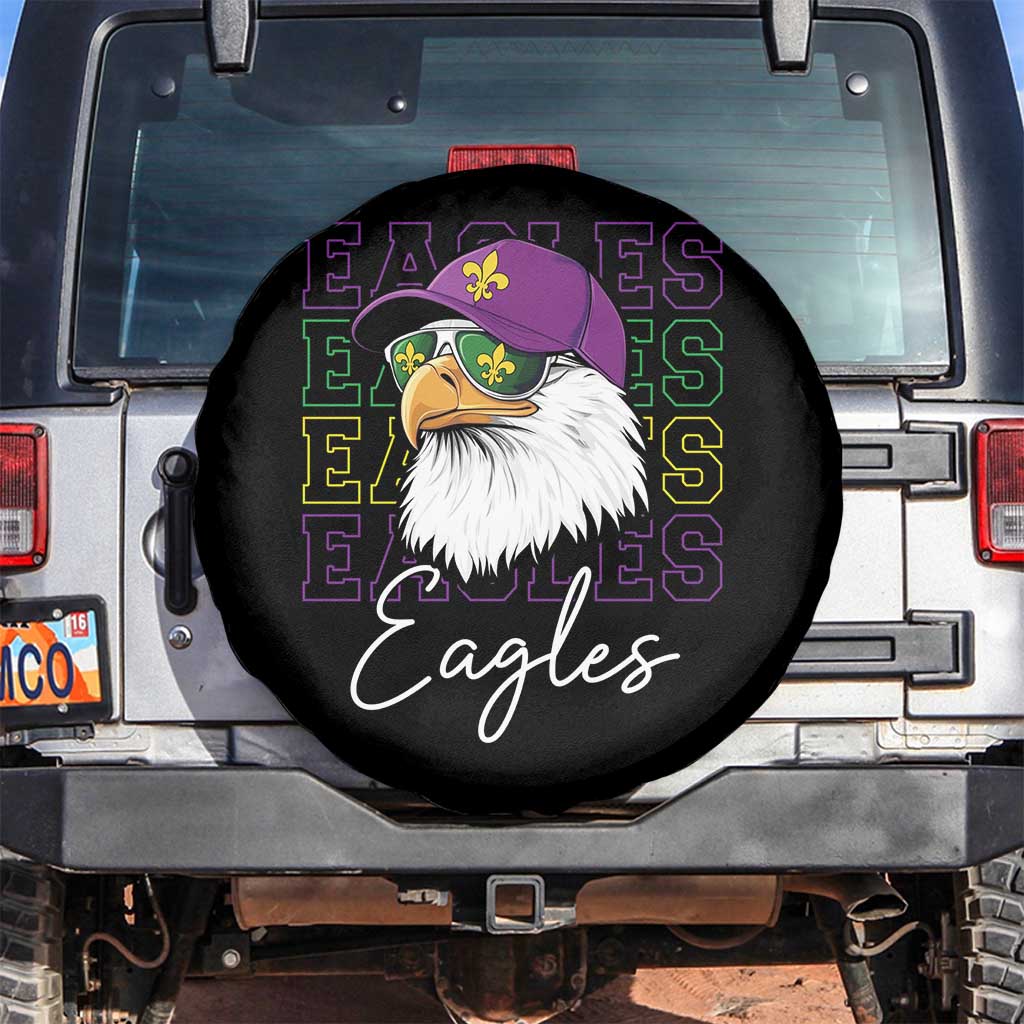 Mardi Gras Eagles Spare Tire Cover 2025 Champs NOLA Louisiana TS02 No hole Black Print Your Wear