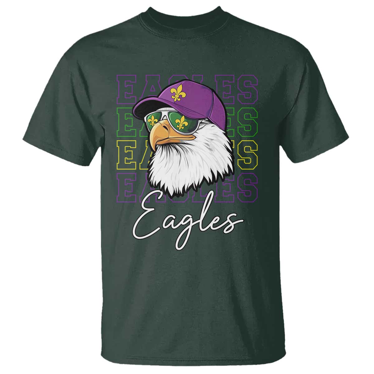 Mardi Gras Eagles T Shirt 2025 Champs NOLA Louisiana TS02 Dark Forest Green Print Your Wear