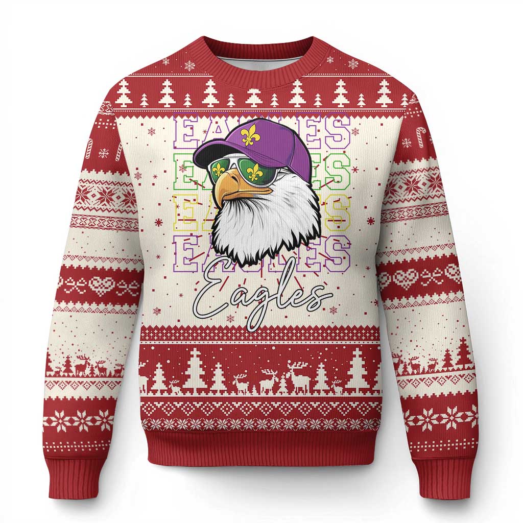 Mardi Gras Eagles Knit Sweatshirt 2025 Champs NOLA Louisiana TS02 Red Print Your Wear