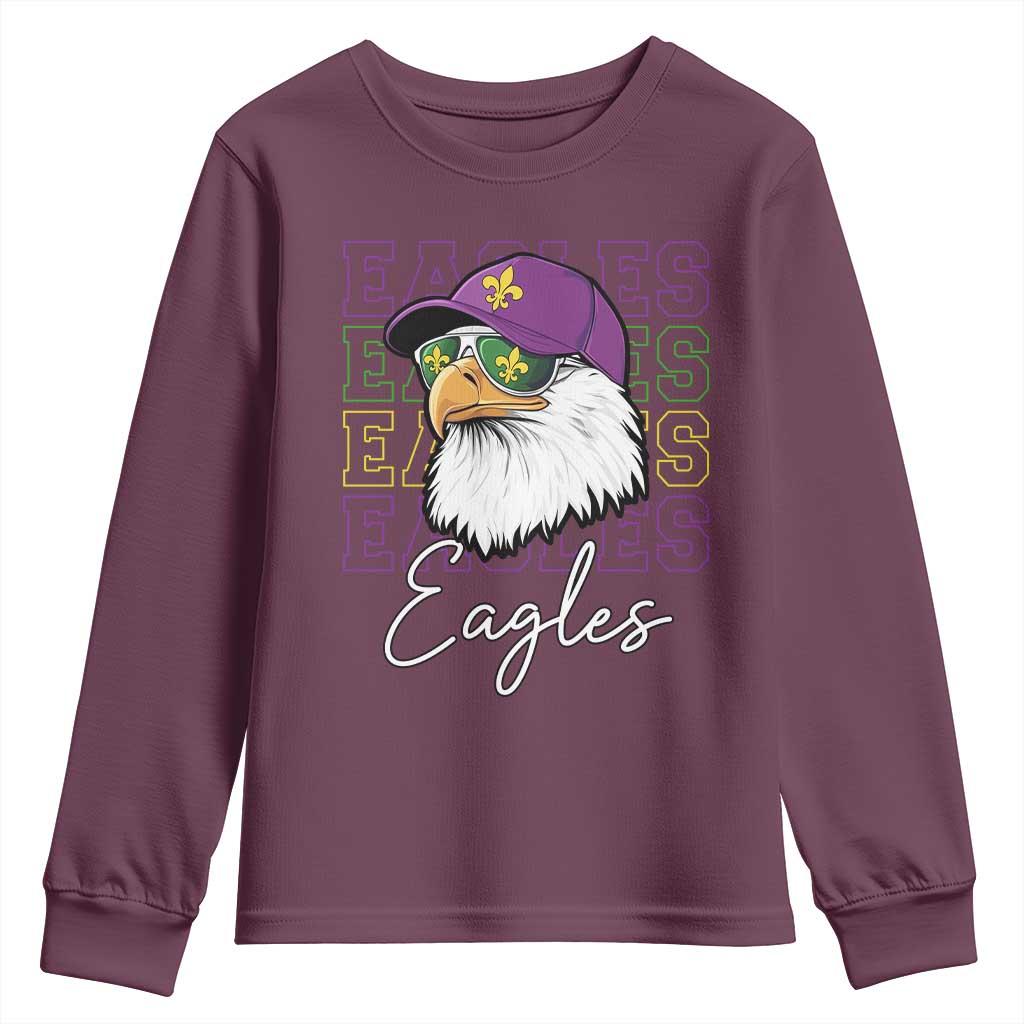 Mardi Gras Eagles Youth Sweatshirt 2025 Champs NOLA Louisiana TS02 Maroon Print Your Wear