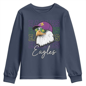 Mardi Gras Eagles Youth Sweatshirt 2025 Champs NOLA Louisiana TS02 Navy Print Your Wear