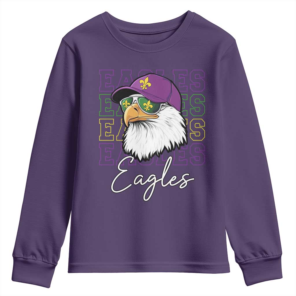 Mardi Gras Eagles Youth Sweatshirt 2025 Champs NOLA Louisiana TS02 Purple Print Your Wear