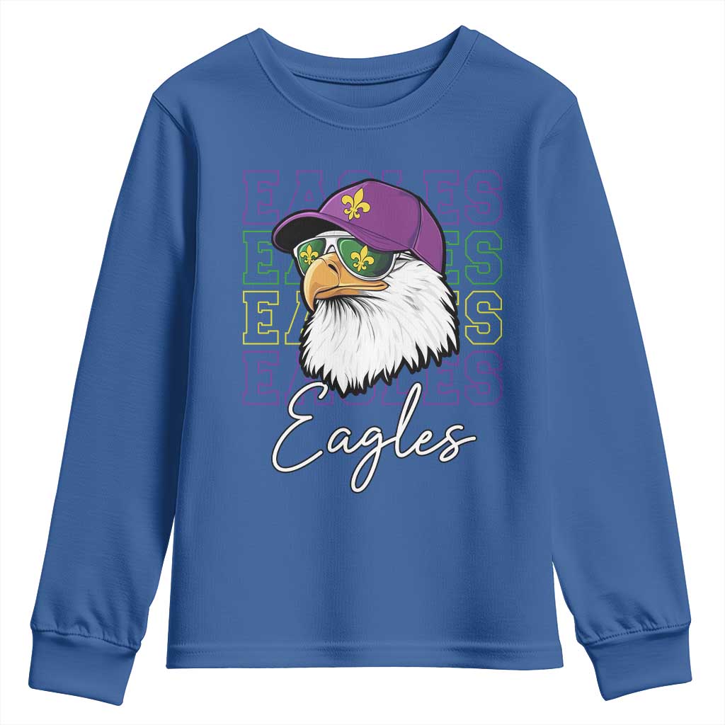 Mardi Gras Eagles Youth Sweatshirt 2025 Champs NOLA Louisiana TS02 Royal Blue Print Your Wear