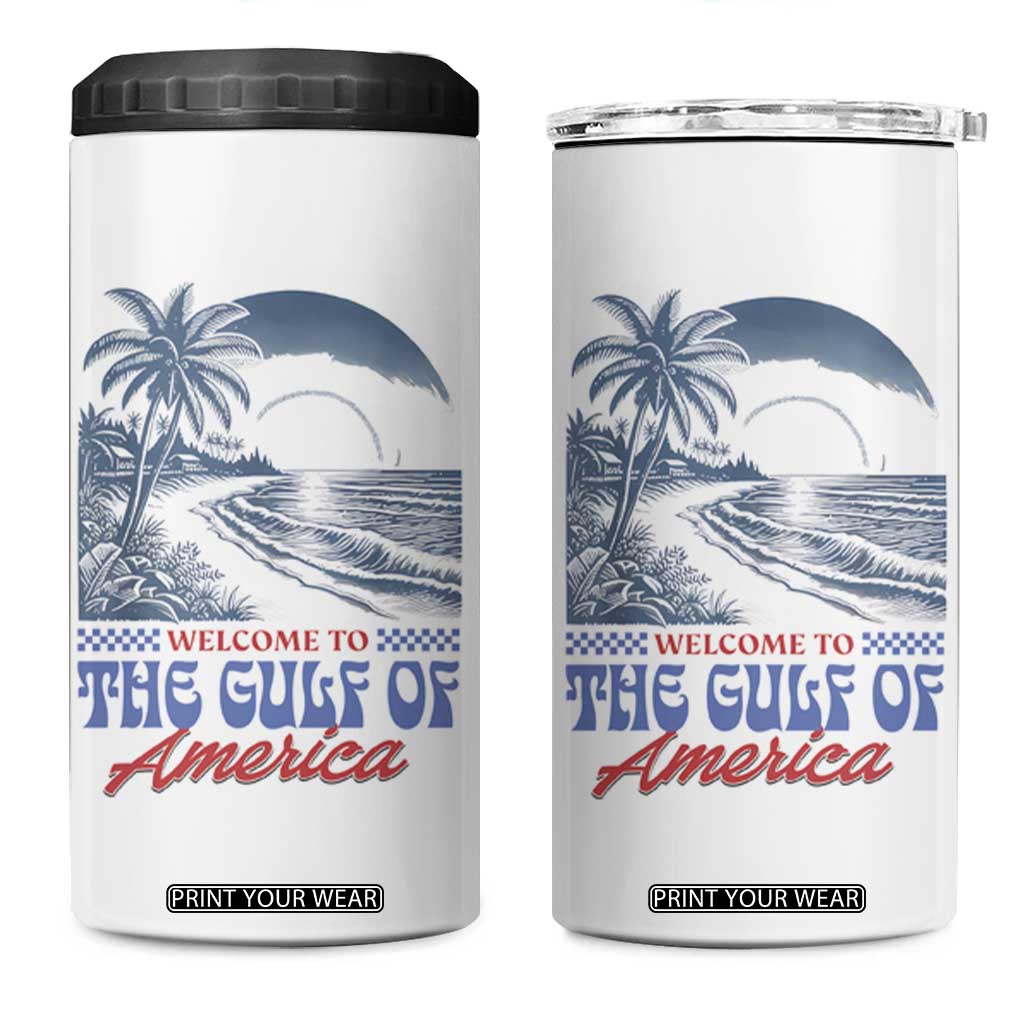 Welcome To America's Gulf 4 in 1 Can Cooler Tumbler Retro Vintage Beach TS02 One Size: 16 oz White Print Your Wear