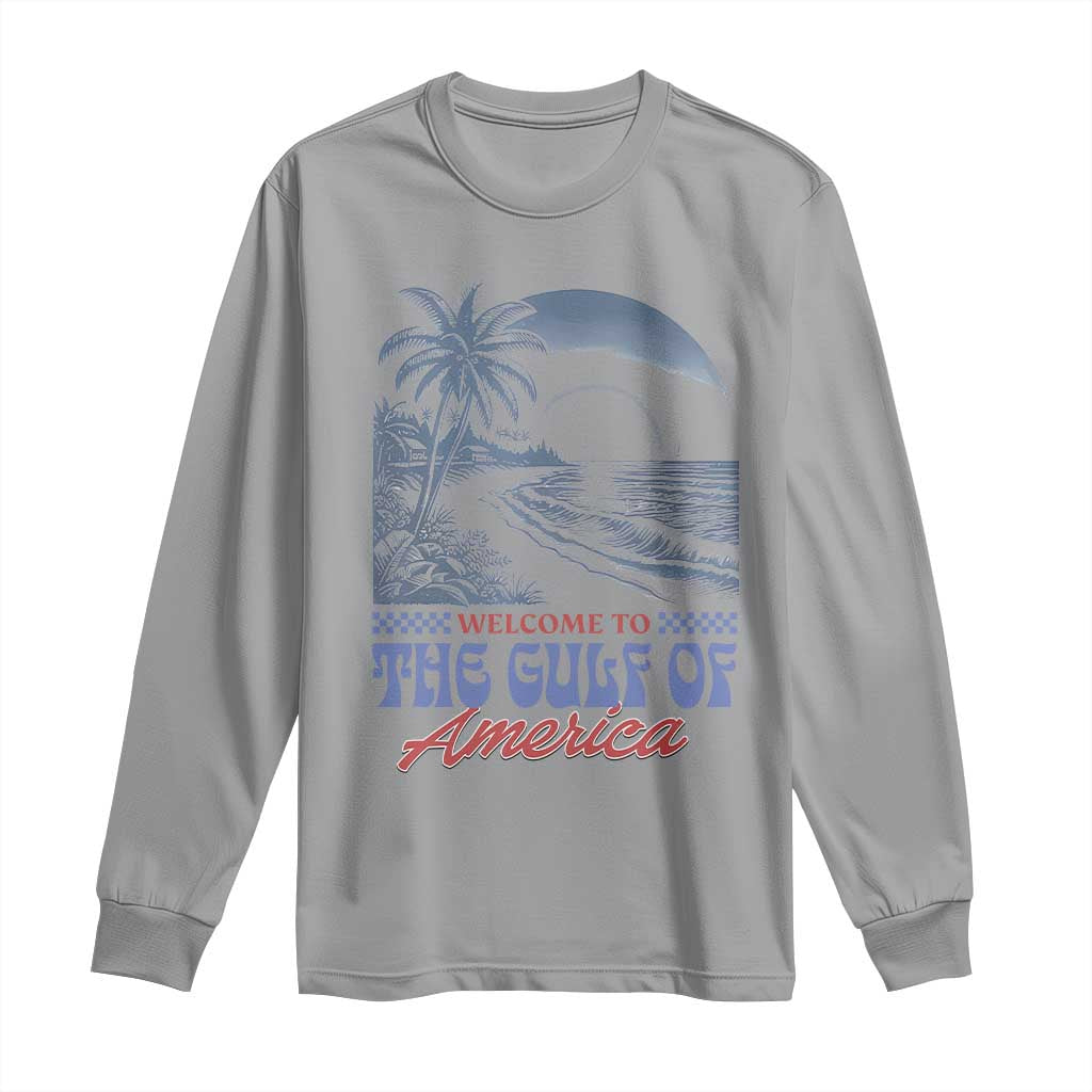 Welcome To America's Gulf Long Sleeve Shirt Retro Vintage Beach TS02 Sport Gray Print Your Wear