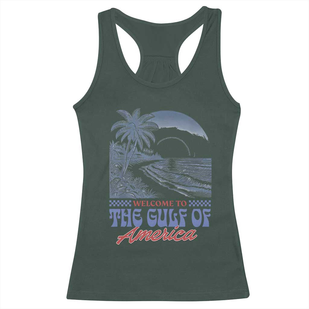 Welcome To America's Gulf Racerback Tank Top Retro Vintage Beach TS02 Dark Forest Green Print Your Wear