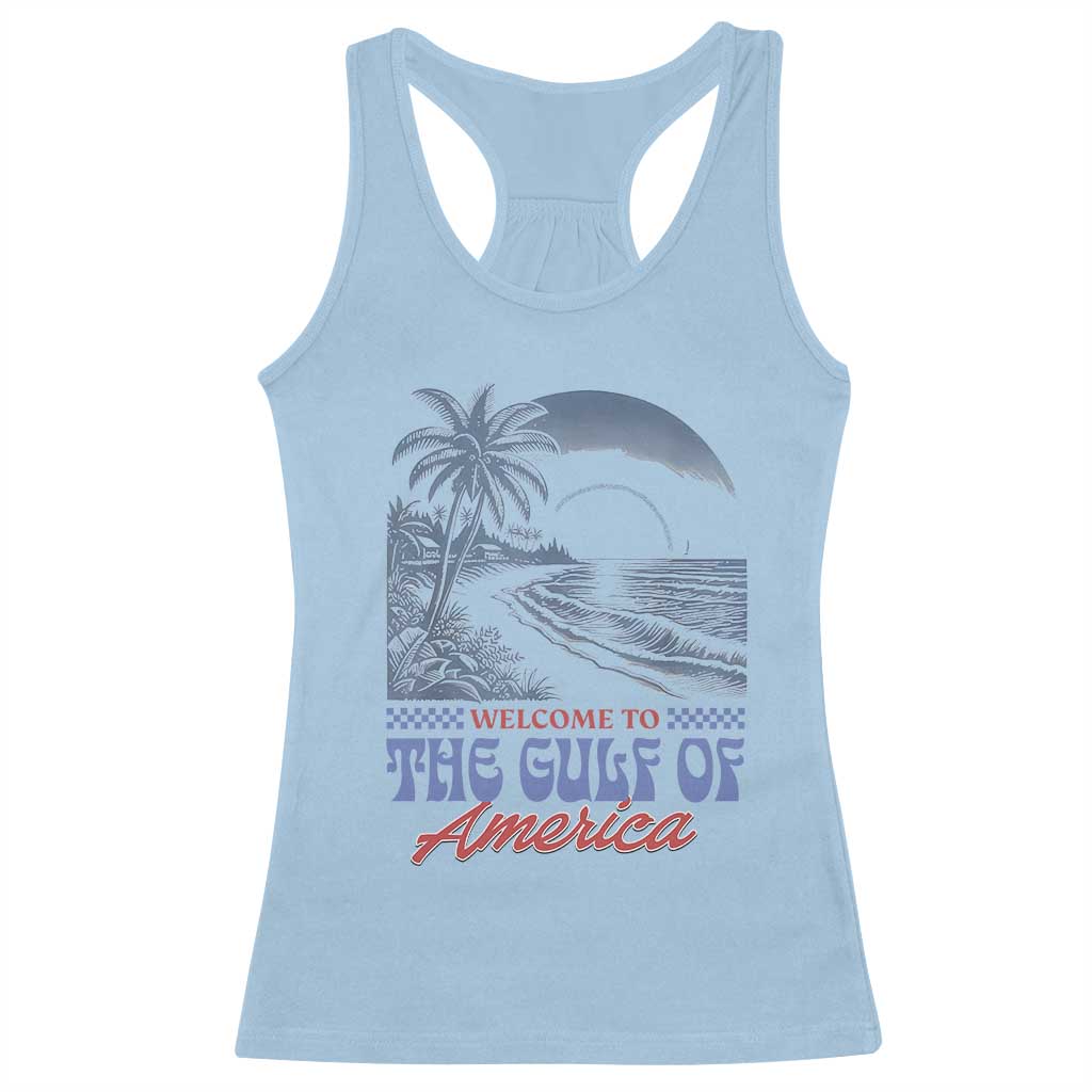 Welcome To America's Gulf Racerback Tank Top Retro Vintage Beach TS02 Light Blue Print Your Wear