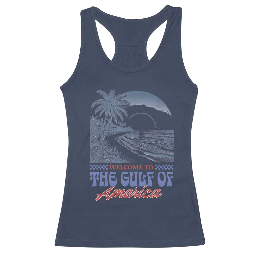 Welcome To America's Gulf Racerback Tank Top Retro Vintage Beach TS02 Navy Print Your Wear