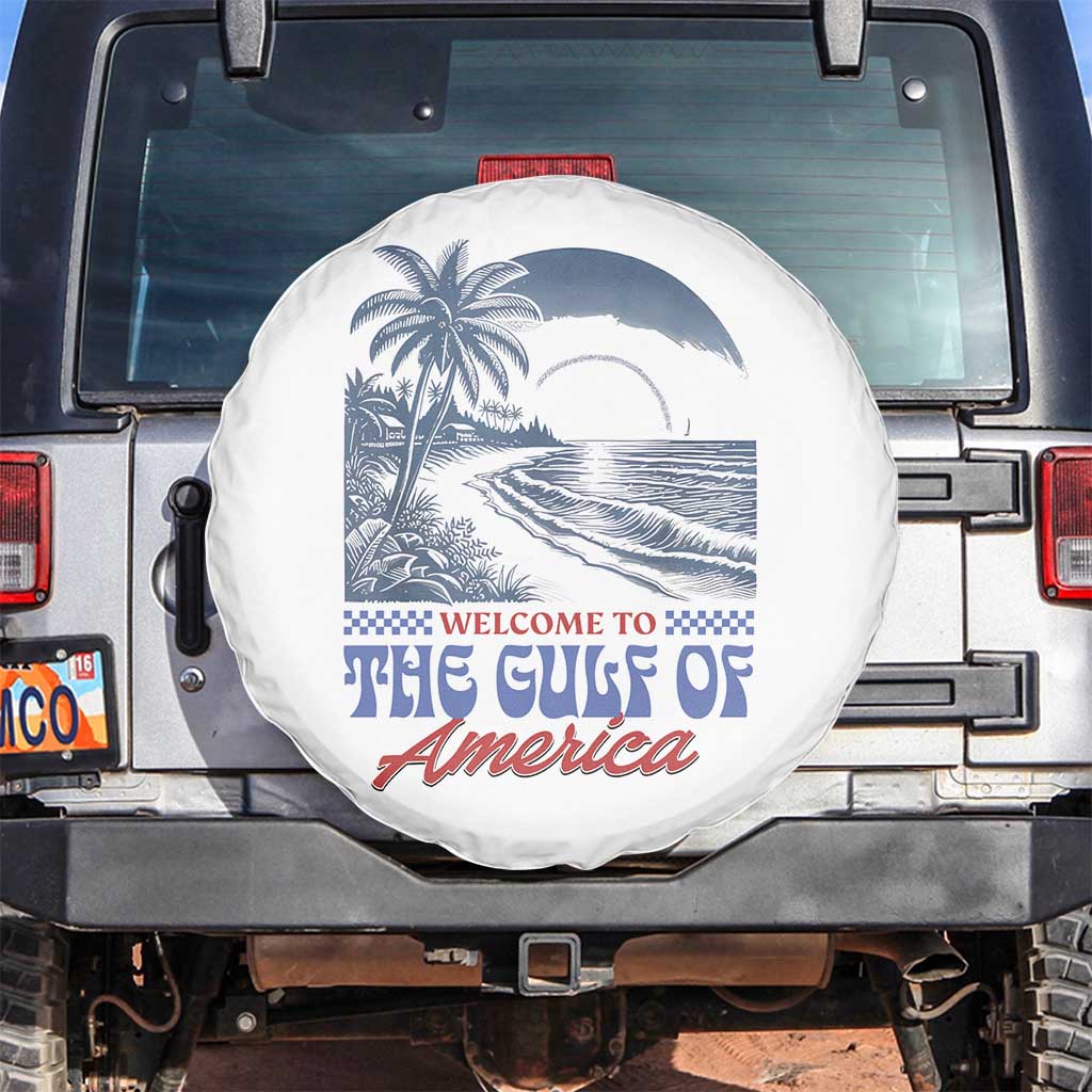 Welcome To America's Gulf Spare Tire Cover Retro Vintage Beach TS02 No hole White Print Your Wear