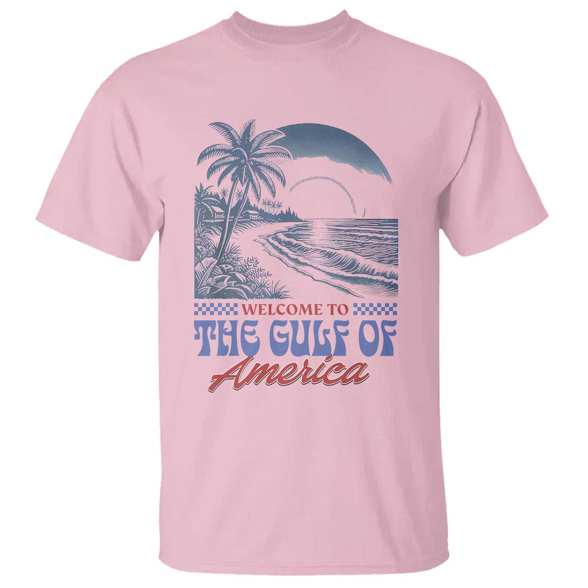 Welcome To America's Gulf T Shirt Retro Vintage Beach TS02 Light Pink Print Your Wear