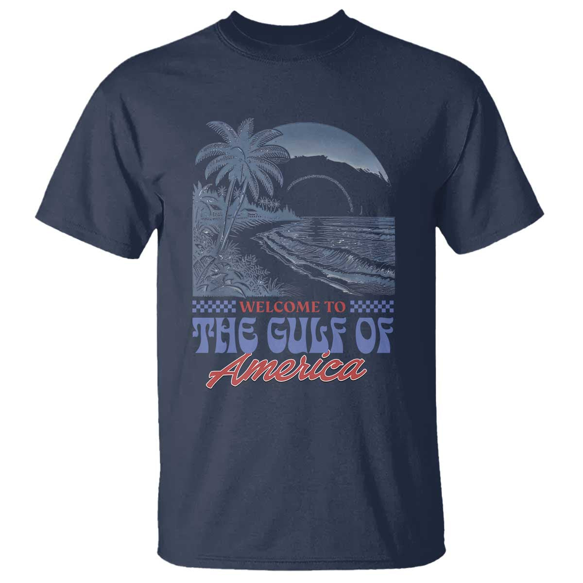 Welcome To America's Gulf T Shirt Retro Vintage Beach TS02 Navy Print Your Wear