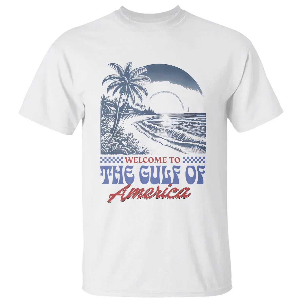 Welcome To America's Gulf T Shirt Retro Vintage Beach TS02 White Print Your Wear