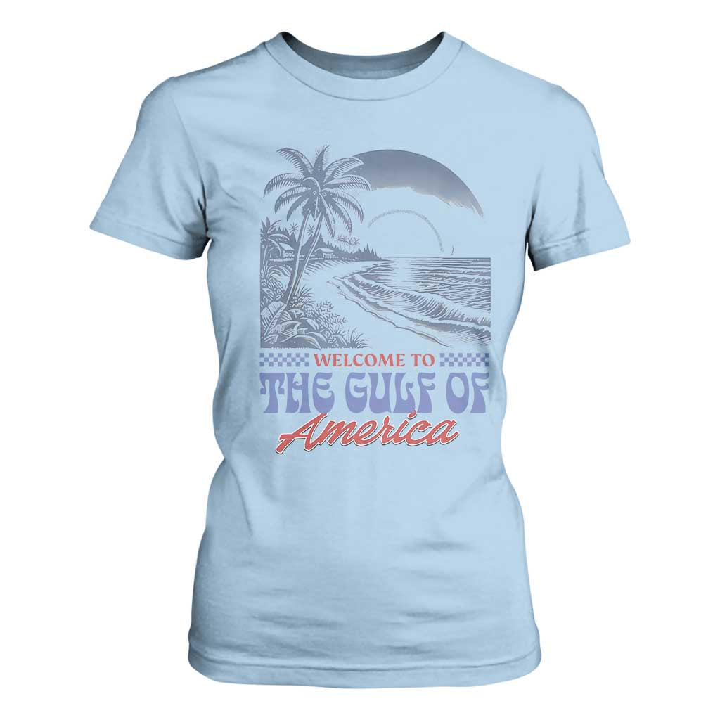 Welcome To America's Gulf T Shirt For Women Retro Vintage Beach TS02 Light Blue Print Your Wear