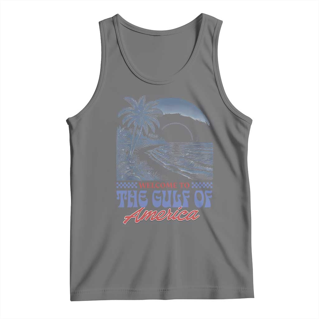 Welcome To America's Gulf Tank Top Retro Vintage Beach TS02 Black Heather Print Your Wear
