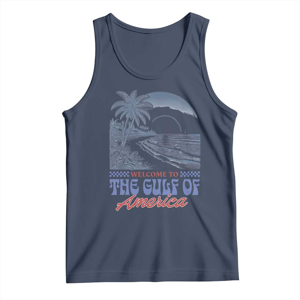 Welcome To America's Gulf Tank Top Retro Vintage Beach TS02 Navy Print Your Wear