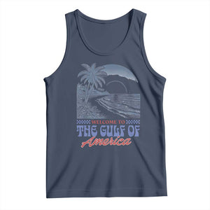 Welcome To America's Gulf Tank Top Retro Vintage Beach TS02 Navy Print Your Wear