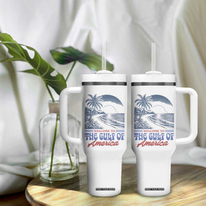 Welcome To America's Gulf Tumbler With Handle Retro Vintage Beach TS02 Print Your Wear