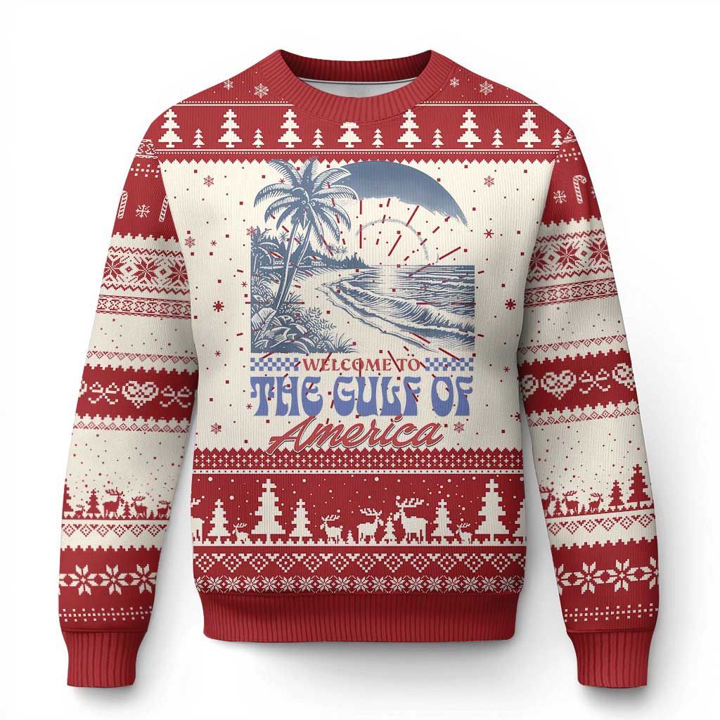 Welcome To America's Gulf Knit Sweatshirt Retro Vintage Beach TS02 Red Print Your Wear