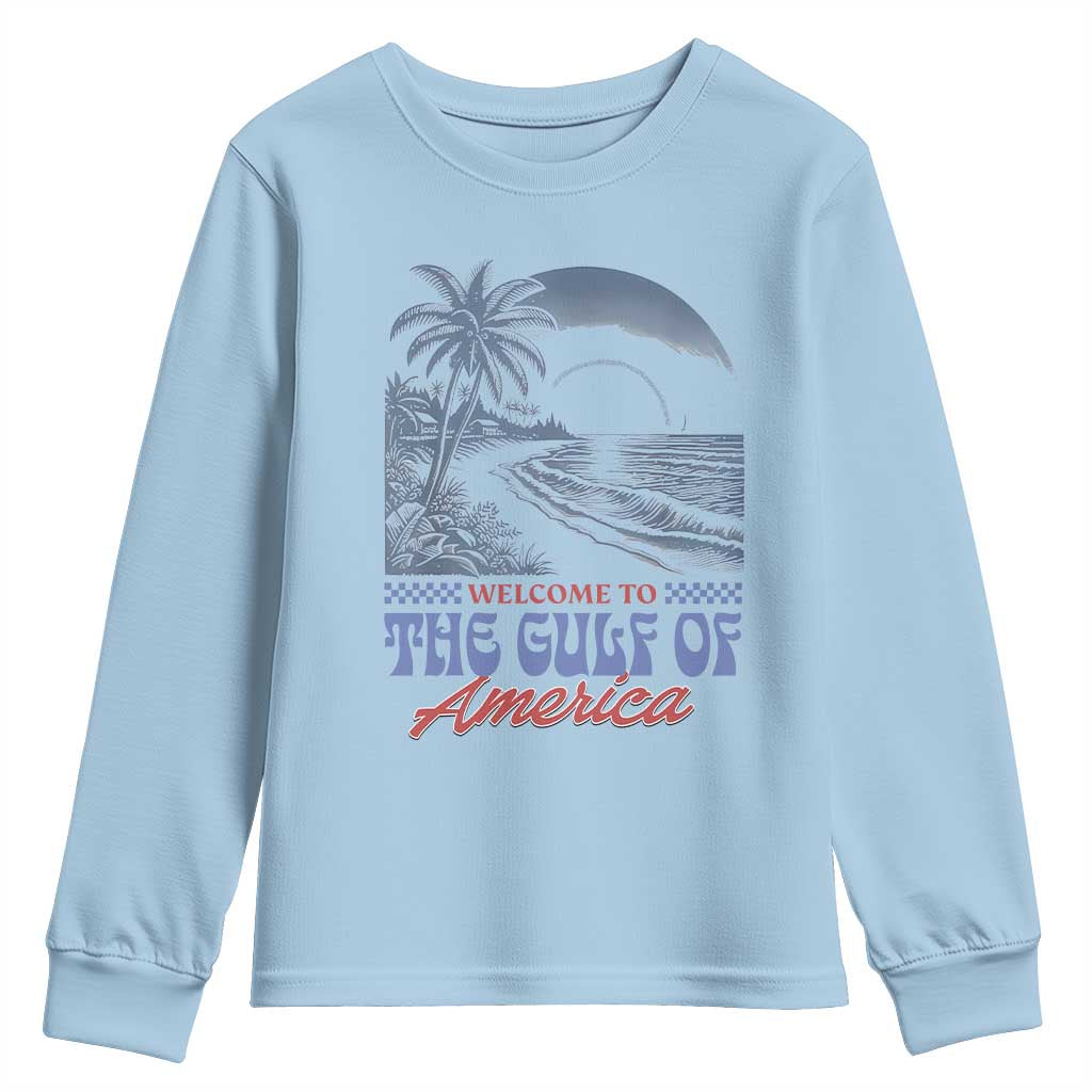 Welcome To America's Gulf Youth Sweatshirt Retro Vintage Beach TS02 Light Blue Print Your Wear