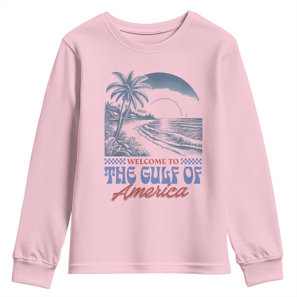 Welcome To America's Gulf Youth Sweatshirt Retro Vintage Beach TS02 Light Pink Print Your Wear