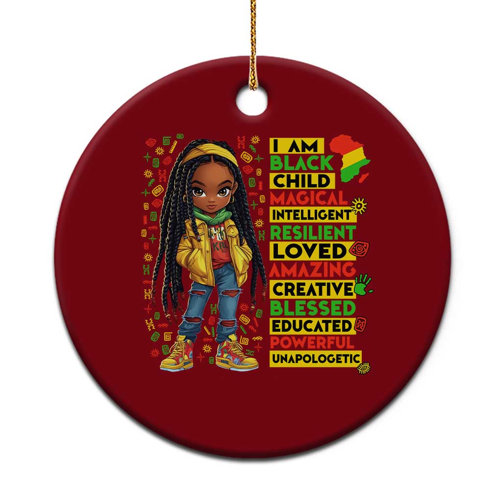 I Am Black Child Ceramic Ornament Locd Girl African American Pride Black History Month TS02 1pc Red Print Your Wear