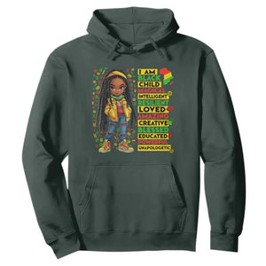 I Am Black Child Hoodie Locd Girl African American Pride Black History Month TS02 Dark Forest Green Print Your Wear