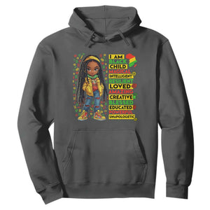 I Am Black Child Hoodie Locd Girl African American Pride Black History Month TS02 Dark Heather Print Your Wear