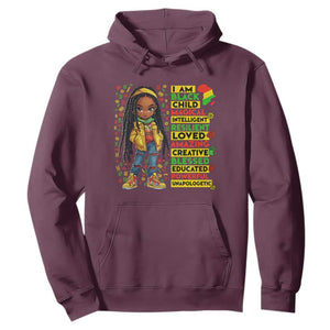 I Am Black Child Hoodie Locd Girl African American Pride Black History Month TS02 Maroon Print Your Wear