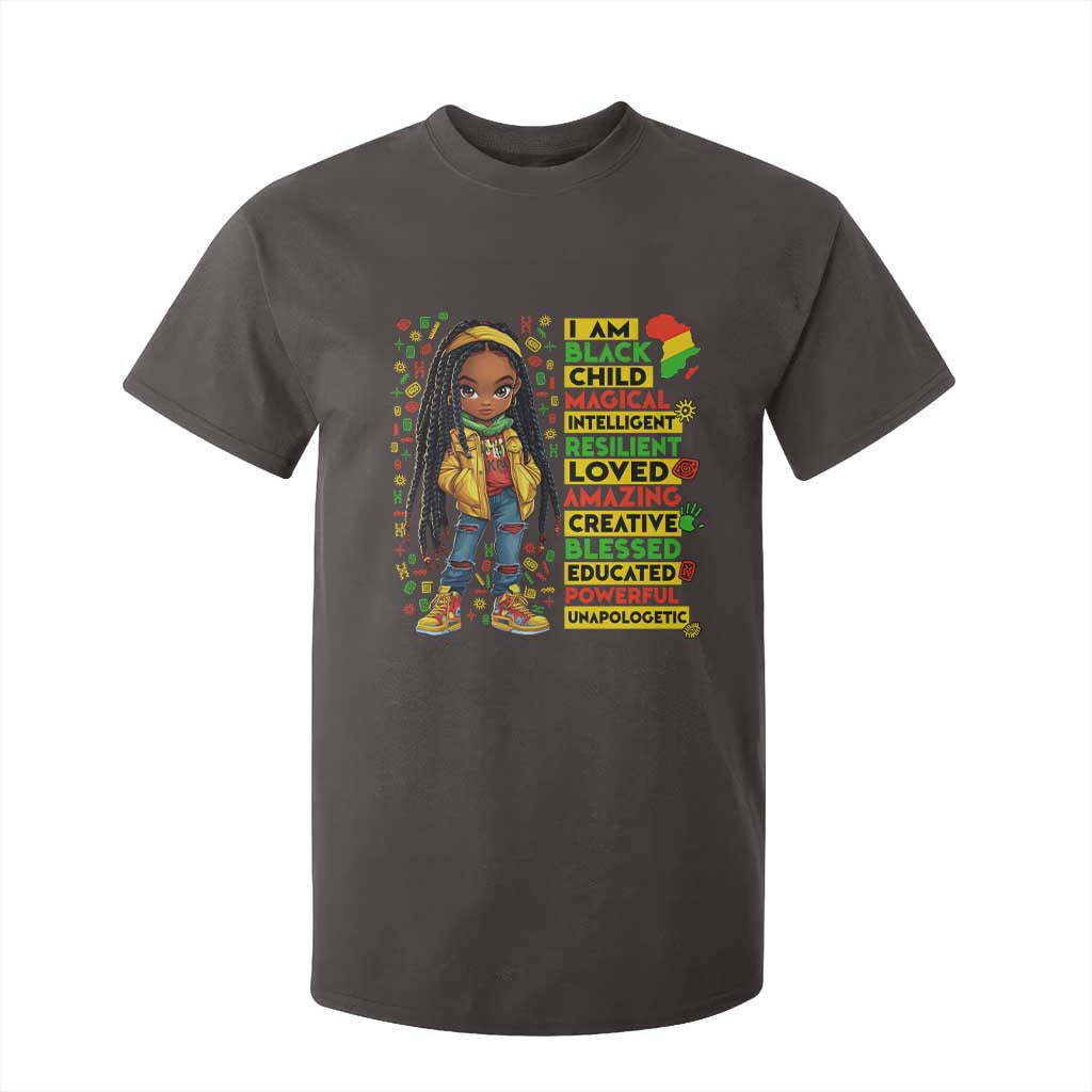 I Am Black Child T Shirt For Kid Locd Girl African American Pride Black History Month TS02 Dark Chocolate Print Your Wear