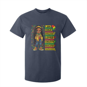 I Am Black Child T Shirt For Kid Locd Girl African American Pride Black History Month TS02 Navy Print Your Wear