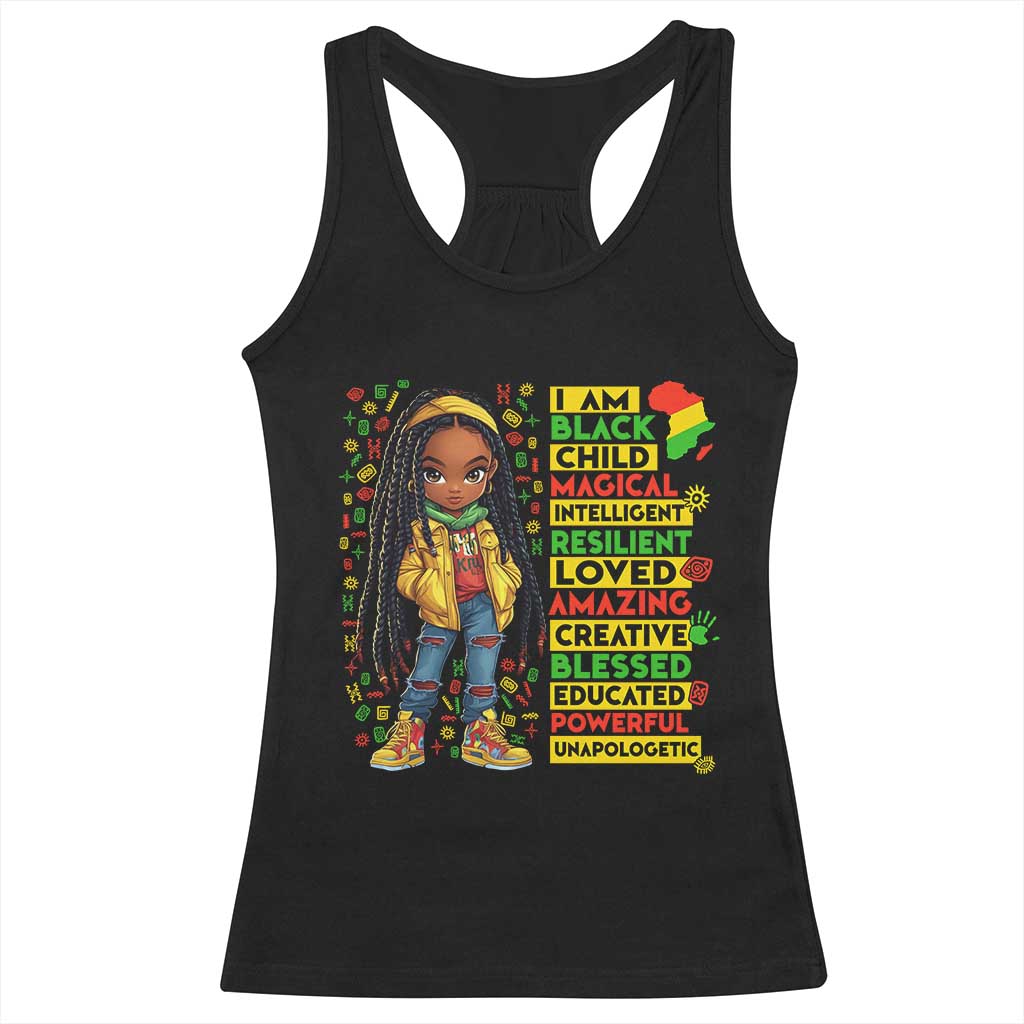 I Am Black Child Racerback Tank Top Locd Girl African American Pride Black History Month TS02 Black Print Your Wear