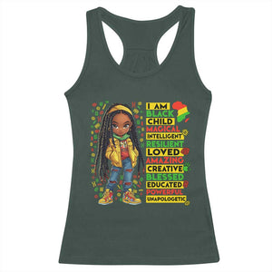 I Am Black Child Racerback Tank Top Locd Girl African American Pride Black History Month TS02 Dark Forest Green Print Your Wear