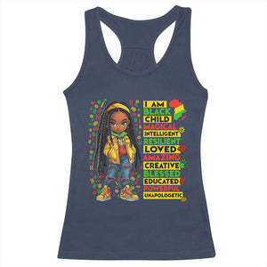 I Am Black Child Racerback Tank Top Locd Girl African American Pride Black History Month TS02 Navy Print Your Wear