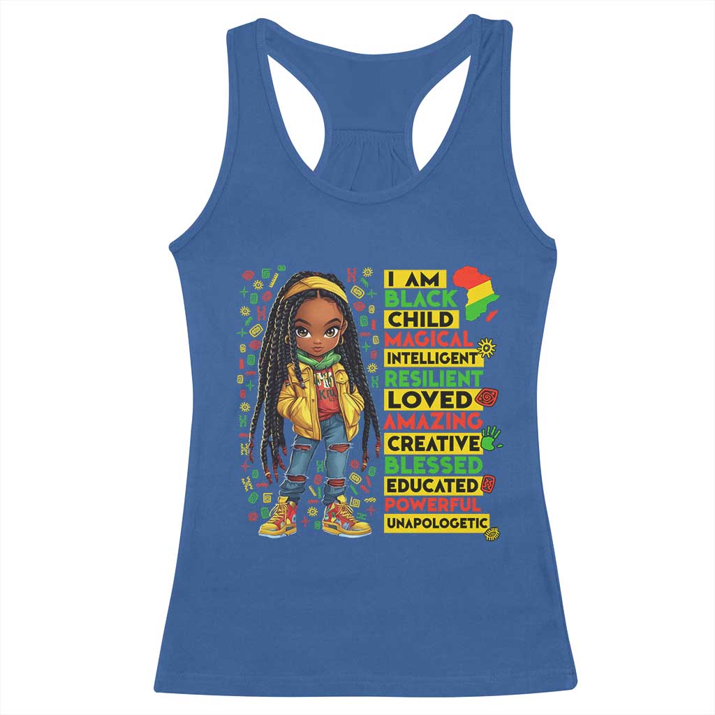 I Am Black Child Racerback Tank Top Locd Girl African American Pride Black History Month TS02 Royal Blue Print Your Wear